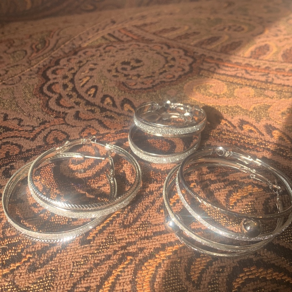 set of 3 diamond cut earrings